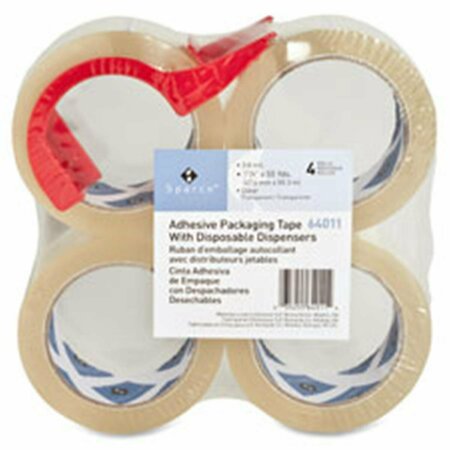 SPARCO Packing Tape, with Dispenser, 3 in. Core, 3.0mil, 2 in. x 55 Yards, 4-PK, CL SP464238